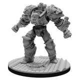 Gray metallic figurine on a white background