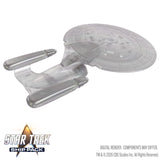 Star Trek ship model with 'Star Trek' logo and branding on a white background
