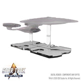 Star Trek ship model on a stand with 'Star Trek' branding.