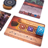 Card with 'Gadget Armor' design featuring a blue and white symbol on a white background