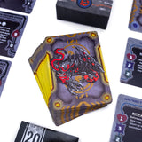 Card game with dragon illustration on a white background