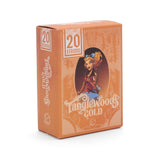 Tanglewoods Gold packaging with a stylized illustration of a woman on an orange background