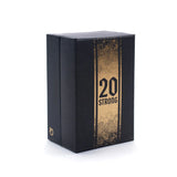 Black box with gold text '20 Strong' on a white background