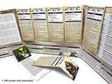 Card game character cards with detailed text on a white surface