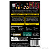 Back of a card packaging with text and branding, featuring a black background.