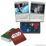 Star Wars Legion game cards with character illustrations and game board.