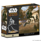 Star Wars Legion Republic AT-RT toy figure packaging with desert landscape background
