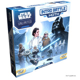 Star Wars Unlimited Intro Battle Hoth game box with characters and Darth Vader on a white background