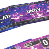 Colorful gaming mouse pad with text and graphics on a white background