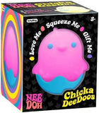 Box of Schylling Chicka DeeDoos toy with pink and blue character on a black background