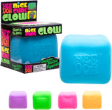 Blue 'Nice Doh' glow cube with packaging and additional colors displayed.