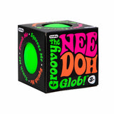 Box of The Groovy Nee Doh Glob toy with colorful text on a white background