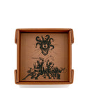 Brown cardboard box with black illustration on a white background