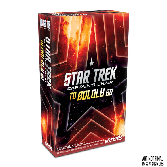 Star Trek-themed product packaging with fiery design and WizKids branding.