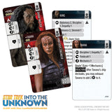 Star Trek Into the Unknown game cards featuring characters Kang and Tavana on a white background.