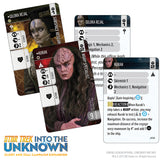 Star Trek Into the Unknown game cards featuring characters Gilora Rejal and Kurak on a white background.