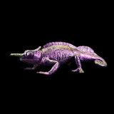 Purple lizard toy on a black background