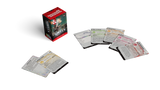 Card game with cards and a box on a white background