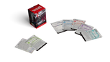 Card game with cards and a box on a white background