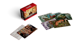 Card game with monster cards and a box on a white background