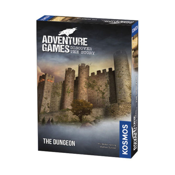 Board game box for 'The Dungeon' by Kosmos with a castle illustration on a white background