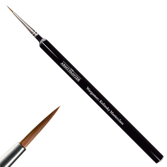 Two paint brushes with black handles and visible branding on a white background