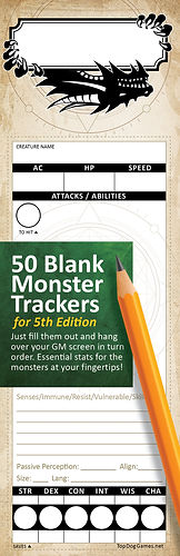 Stat Trackers - 50 Blank Monster Trackers - 5th Ed