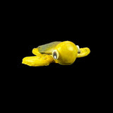 Yellow turtle figurine on a black background