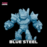 Blue steel robot figure with 'Turbo Dork' branding on a black background