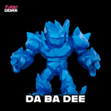 Blue robot figurine with 'Turbo Dork' branding on a black background