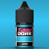 Bottle of Turbo Dork paint on a blue background