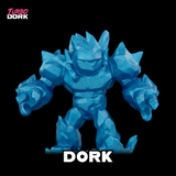 Blue figurine with spiked armor on a black background, featuring the brand 'Turbo Dork'.
