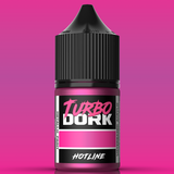 Turbo Dork Hotline paint bottle on a pink background