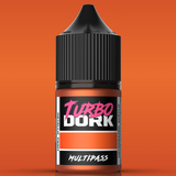 Bottle of Turbo Dork paint on an orange background