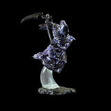 Crystal-like figure of a ghost with a scythe on a black background
