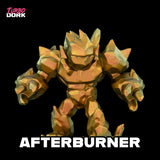 Toy figure of a robot named 'Afterburner' with 'Turbo Dork' branding on a black background.