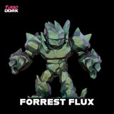 Toy figure of a creature named 'Forrest Flux' with 'Turbo Dork' branding on a black background.