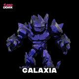 Blue robot figure named 'Galaxia' on a black background with 'Turbo Dork' branding.