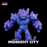 Blue and purple robot-like figure with 'Turbo Dork' branding on a black background