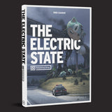 Book cover of 'The Electric State' with a car and creature illustration on a road.
