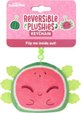 Reversible plushies keychain packaging with watermelon design on pink background