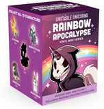 Unstable Unicorns Rainbow Apocalypse vinyl mini series packaging with purple box and character illustrations.