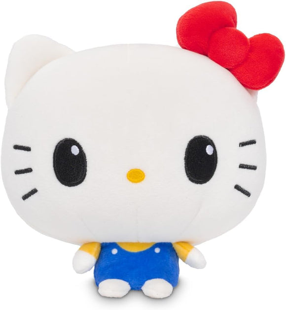 Plush toy of a character with a red bow on a white background