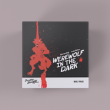 Game box for 'Werewolf in the Dark' with red werewolf illustration on a gray background