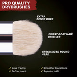 Pro quality drybrush with features highlighted on a black background