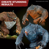 Three detailed fantasy creature figurines on a dark background with text 'CREATE STUNNING RESULTS'.