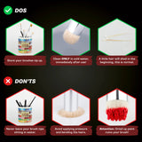 Illustrations of brush care dos and don'ts on a black background