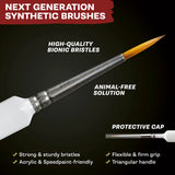 Next generation synthetic brush with features highlighted on a dark background