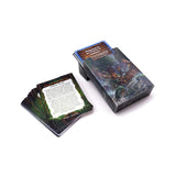 Set of fantasy-themed cards with a card holder on a white background