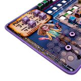Close-up of a board game component with character illustration and text